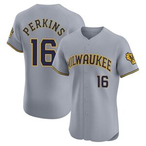 Men's Milwaukee Brewers Blake Perkins Elite Gray Road Jersey