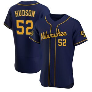 Men's Milwaukee Brewers Bryan Hudson Authentic Navy Alternate Jersey