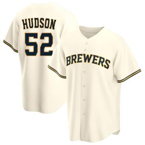 Men's Milwaukee Brewers Bryan Hudson Replica Cream Home Jersey