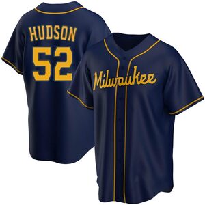 Men's Milwaukee Brewers Bryan Hudson Replica Navy Alternate Jersey
