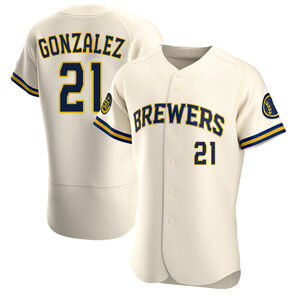 Men's Milwaukee Brewers Chi Chi Gonzalez Authentic Cream Home Jersey