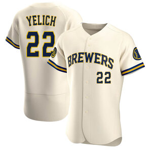 Men's Milwaukee Brewers Christian Yelich Authentic Cream Home Jersey