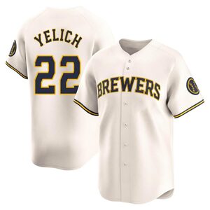 Men's Milwaukee Brewers Christian Yelich Limited Cream Home Jersey