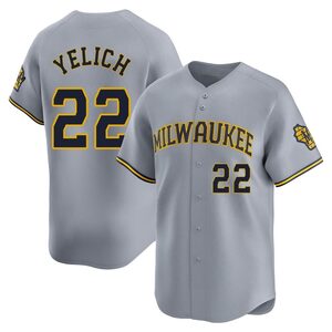 Men's Milwaukee Brewers Christian Yelich Limited Gray Away Jersey