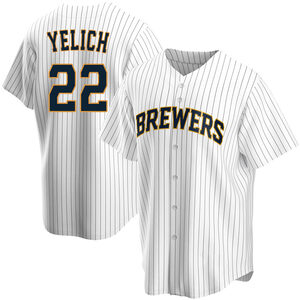 Men's Milwaukee Brewers Christian Yelich Replica White Home Jersey