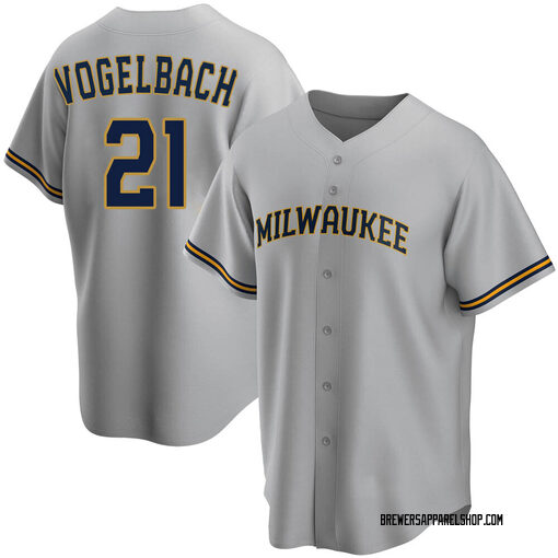 Big & Tall Men's Milwaukee Brewers Daniel Vogelbach Replica Gray Road Jersey