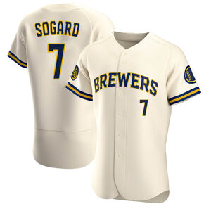 Men's Milwaukee Brewers Eric Sogard Authentic Cream Home Jersey