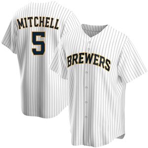 Men's Milwaukee Brewers Garrett Mitchell Replica White Home Jersey