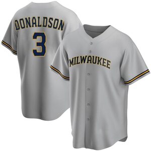 Men's Milwaukee Brewers Josh Donaldson Replica Gray Road Jersey