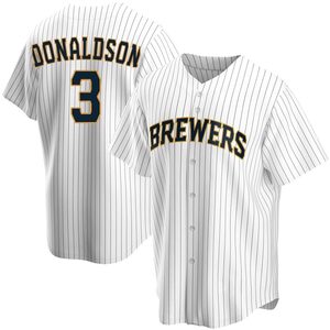 Men's Milwaukee Brewers Josh Donaldson Replica White Home Jersey