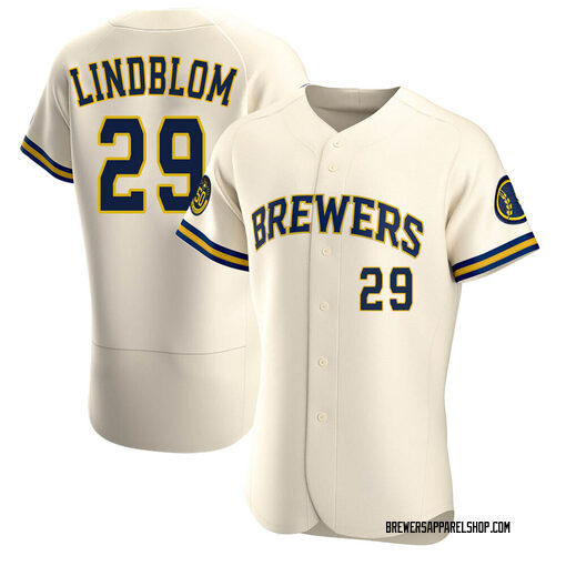 Women's Milwaukee Brewers Josh Lindblom Replica Cream Home Jersey