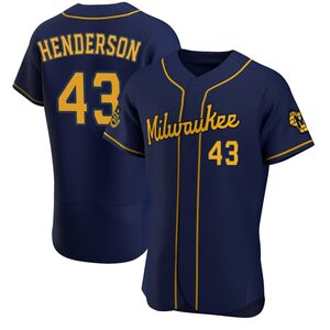 Men's Milwaukee Brewers Logan Henderson Authentic Navy Alternate Jersey