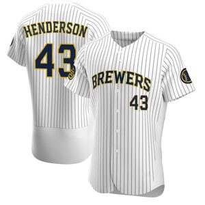 Men's Milwaukee Brewers Logan Henderson Authentic White Alternate Jersey