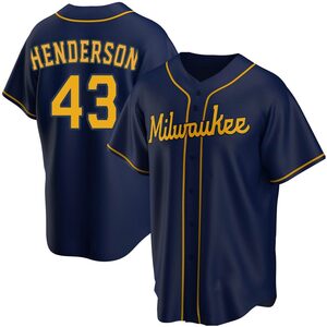 Men's Milwaukee Brewers Logan Henderson Replica Navy Alternate Jersey