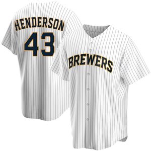 Men's Milwaukee Brewers Logan Henderson Replica White Home Jersey