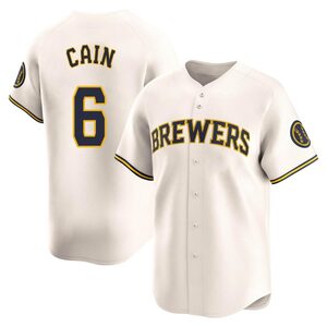 Men's Milwaukee Brewers Lorenzo Cain Limited Cream Home Jersey