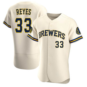 Men's Milwaukee Brewers Pablo Reyes Authentic Cream Home Jersey