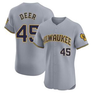 Men's Milwaukee Brewers Rob Deer Elite Gray Road Jersey