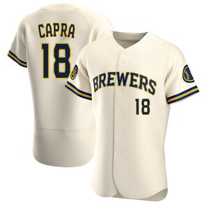Men's Milwaukee Brewers Vinny Capra Authentic Cream Home Jersey