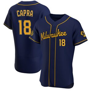 Men's Milwaukee Brewers Vinny Capra Authentic Navy Alternate Jersey