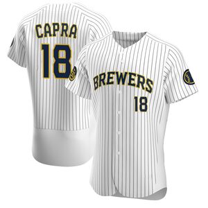 Men's Milwaukee Brewers Vinny Capra Authentic White Alternate Jersey