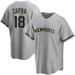Men's Milwaukee Brewers Vinny Capra Replica Gray Road Jersey