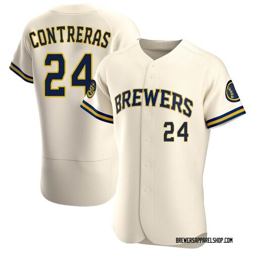 Men's Milwaukee Brewers William Contreras Authentic Cream Home Jersey