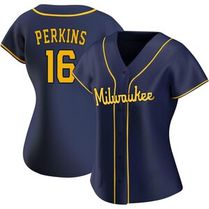 Women's Milwaukee Brewers Blake Perkins Authentic Navy Alternate Jersey