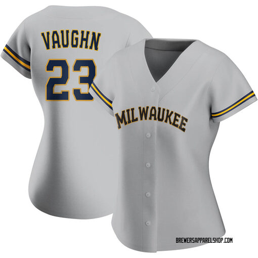 Women's Milwaukee Brewers Greg Vaughn Replica Gray Road Jersey