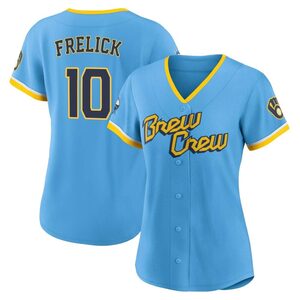 Women's Milwaukee Brewers Sal Frelick Authentic Blue Powder 2022 City Connect Jersey