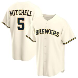 Youth Milwaukee Brewers Garrett Mitchell Replica Cream Home Jersey