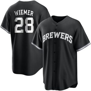 Youth Milwaukee Brewers Joey Wiemer Replica White Black/ Jersey
