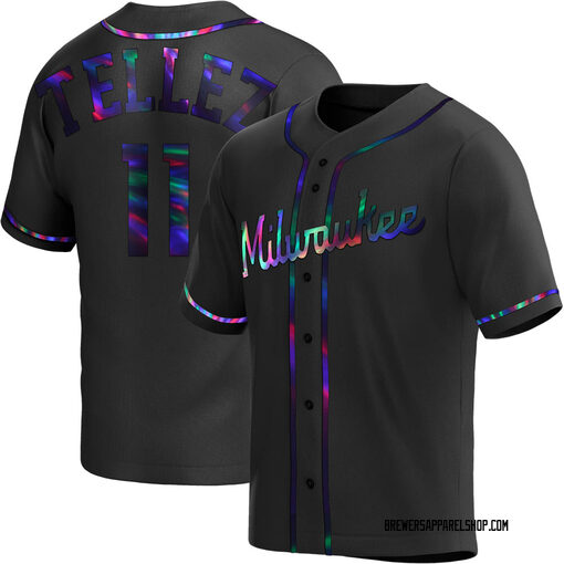 Youth Milwaukee Brewers Rowdy Tellez Replica Black Holographic