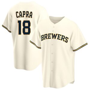Youth Milwaukee Brewers Vinny Capra Replica Cream Home Jersey