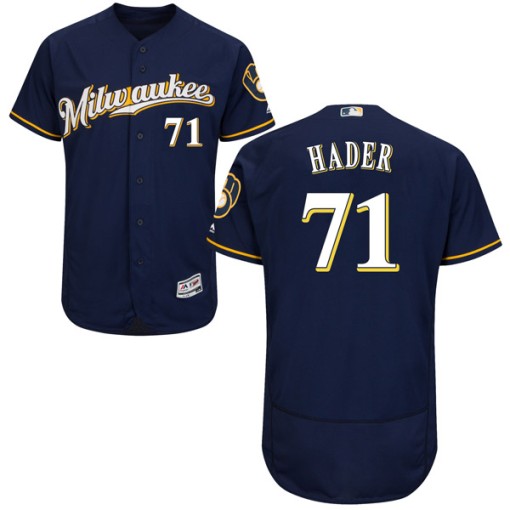 Men's Majestic Milwaukee Brewers Josh Hader Authentic Navy Flex