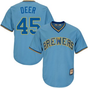 Men's Majestic Milwaukee Brewers Rob Deer Replica Light Blue Cool Base Alternate Cooperstown Jersey